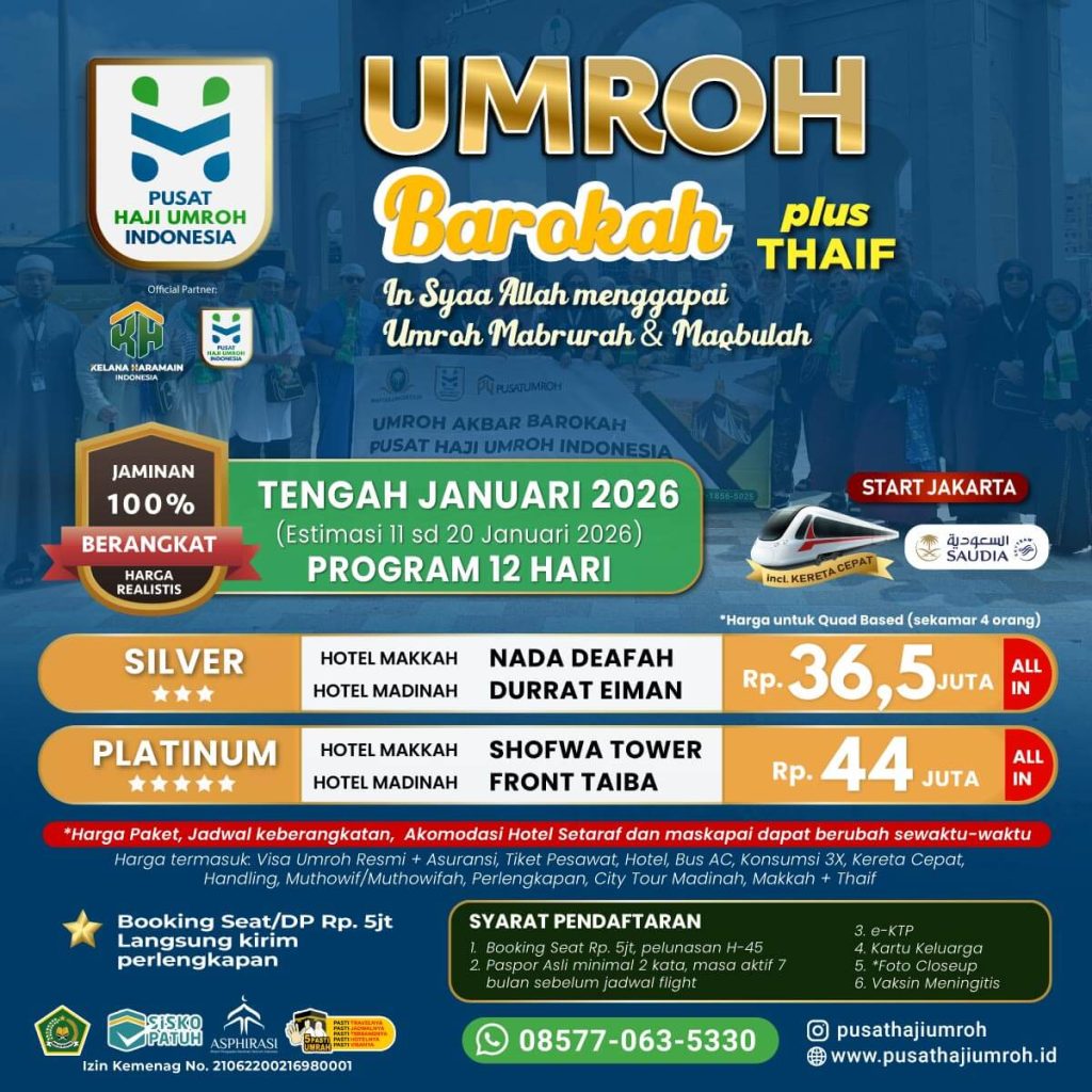 Paket Umroh Tengah Januari 2026 12 Hari